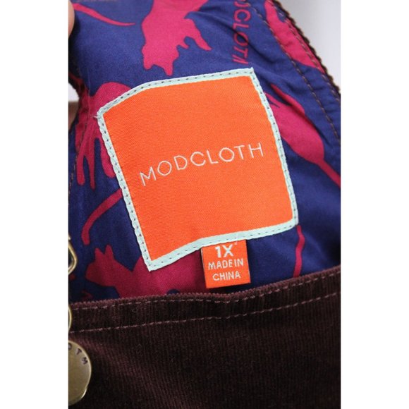 Modcloth Overalls Shorts Womens Dark Brown Customized Fall Potluck Size 1X - Picture 8 of 12